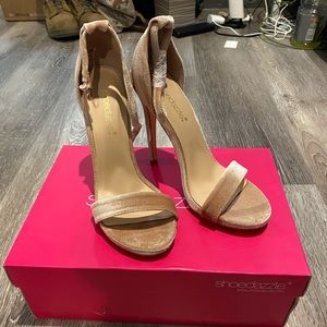 Blush Velvet with Gold Accent Heels